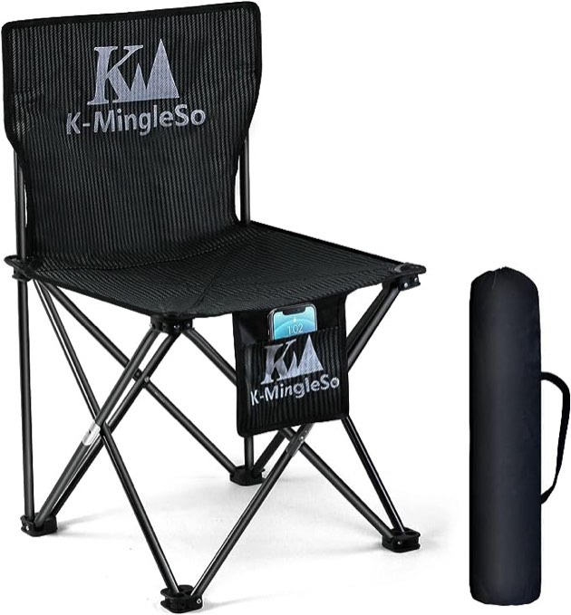 K-MingleSo Upgraded Camping Chair with Front and Large Back Pocket, Lightweight Portable Folding Chair for Fishing Hunting BBQ Travel Picnic Backpacking