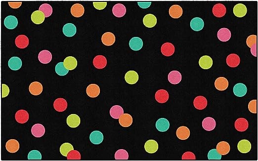 ((Similar)) Flagship Carpets Schoolgirl Style Black White and Stylish Brights Polka Dots Classroom Area Rug for Indoor Classroom Learning or Kid Bedroom Educational Play Mat, 5'x7'6"