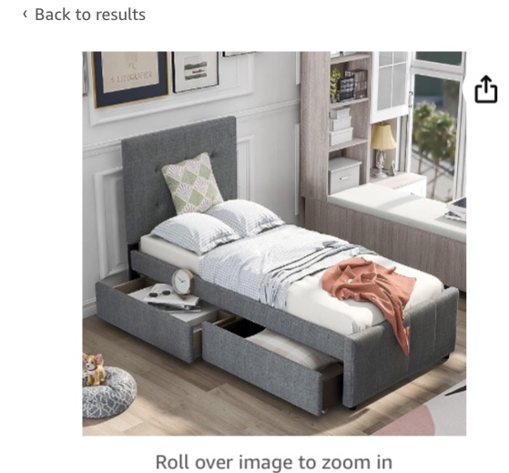 Oudiec Upholstered Twin Size Platform Bed with Storage Drawers,Linen Fabric Bedroom Furniture Bedframe w/Headboard & Wood Slat Support for Boys/Girls/Adult,No Box Spring Needed,Gray