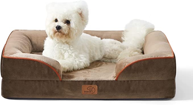 BEDSURE Orthopedic Dog Bed for Medium Dogs - Waterproof Dog Bed Medium, Foam Sofa with Removable Washable Cover, Waterproof Lining and Nonskid Bottom Couch, Pet Bed, Brown