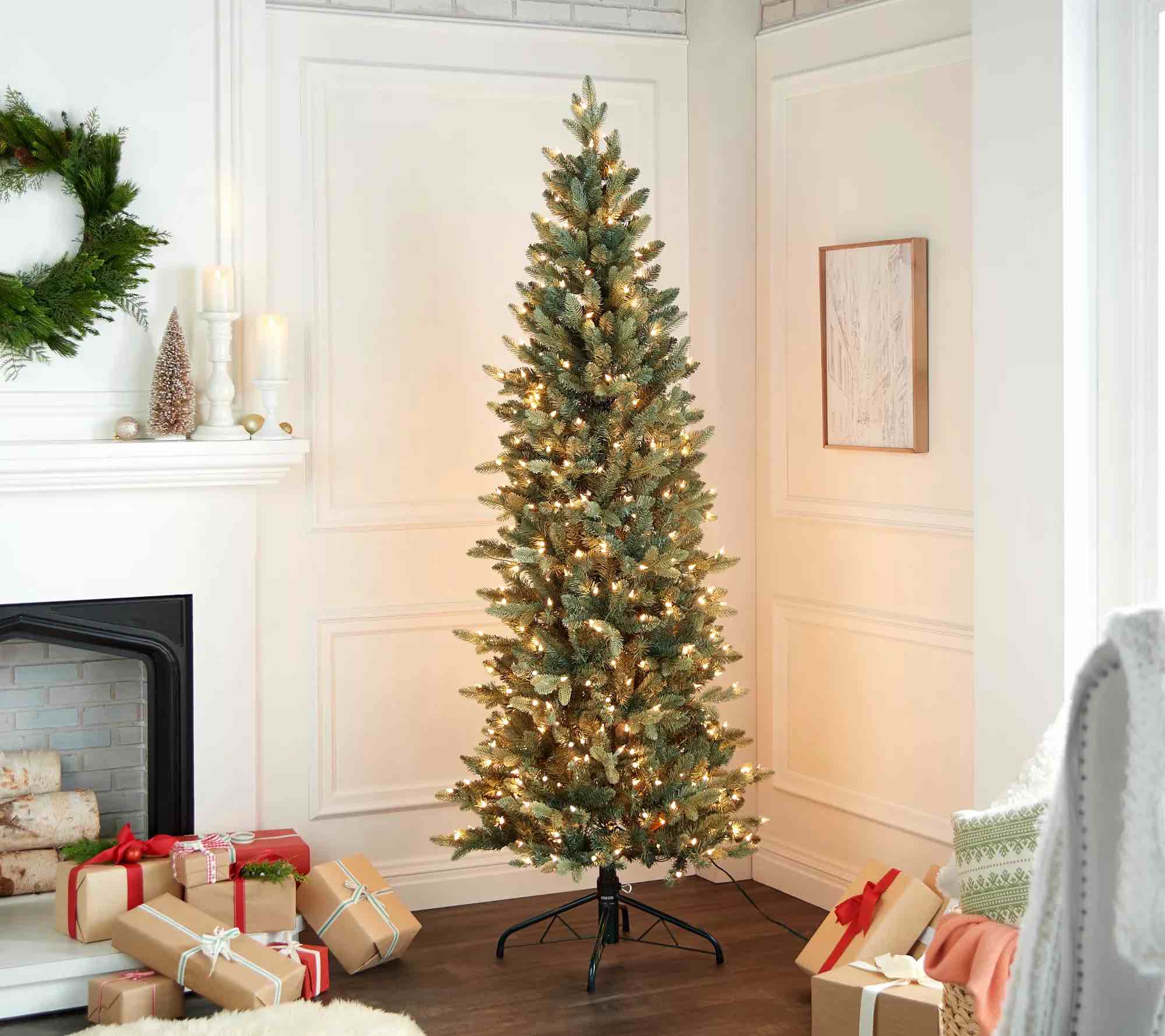 Bethlehem Lights 8.5’ Blue Spruce Overlit Slim Spruce Tree Clear