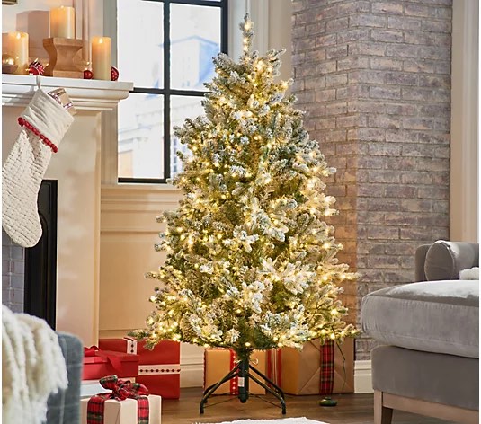 Home Reflections 5' Flocked Color Flip Tree w/ Fairy Lights