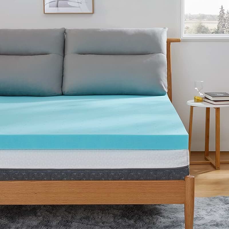 Marsail 3 Inch Memory Foam Mattress Topper, Cooling Gel Ventilated Design, CertiPUR-US Certified, King