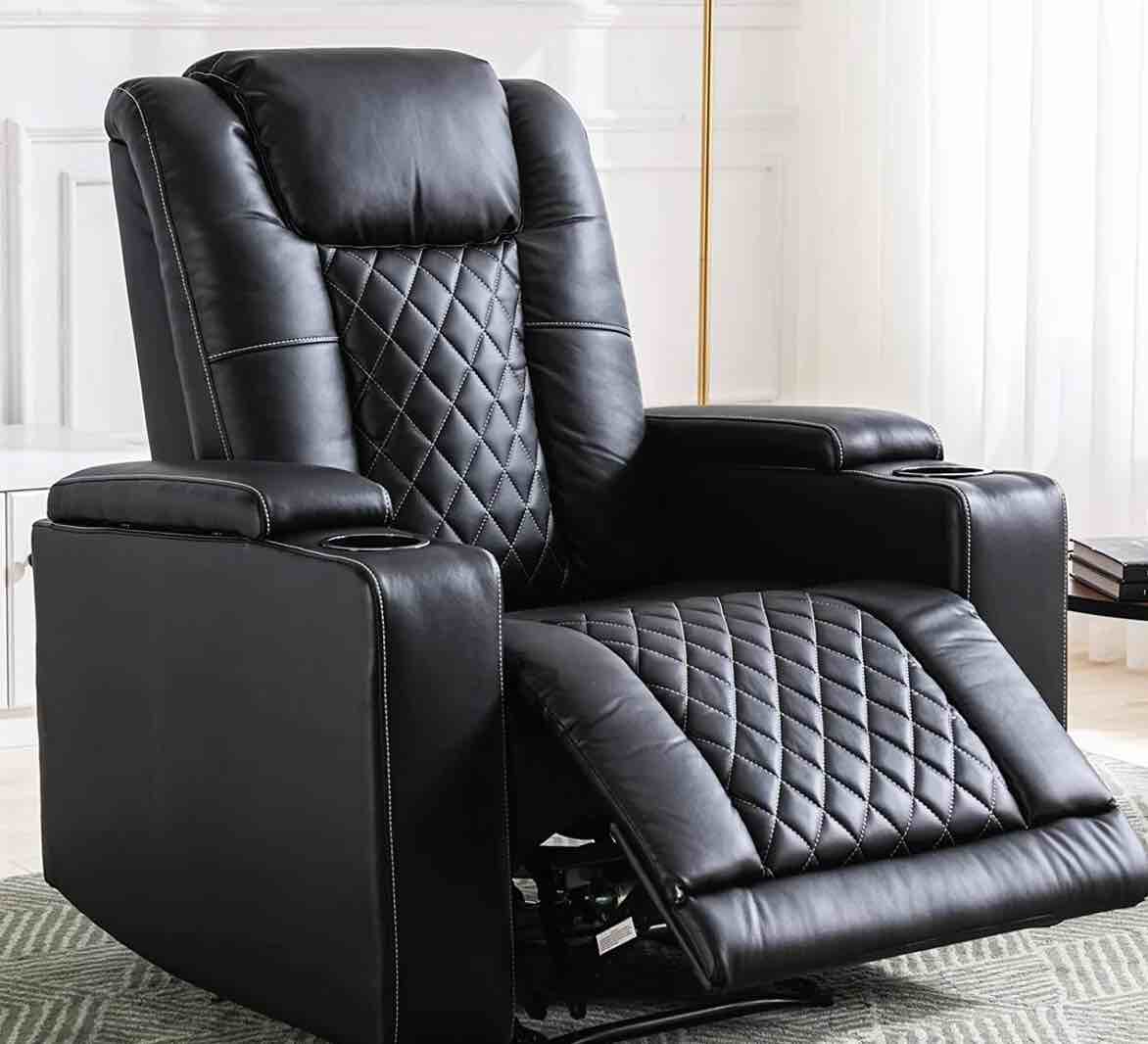 Power Recliner Chair Electric PU Leather Reclining for Adults with USB Ports (Incomplete Box 2/2)