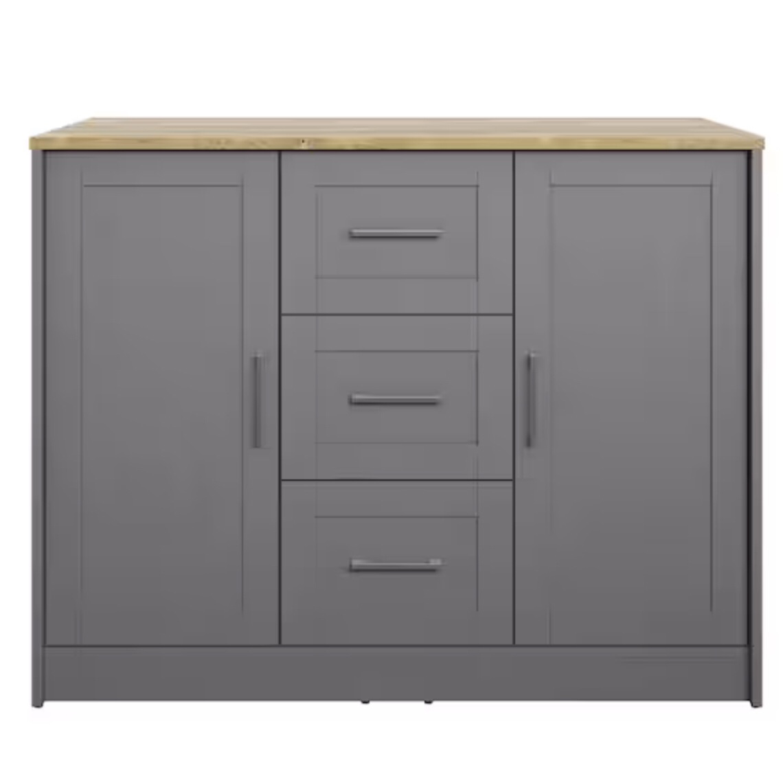 Twin Star Home Antique Gray Wood 45.5 in. Kitchen Island with Butcher Block Top
