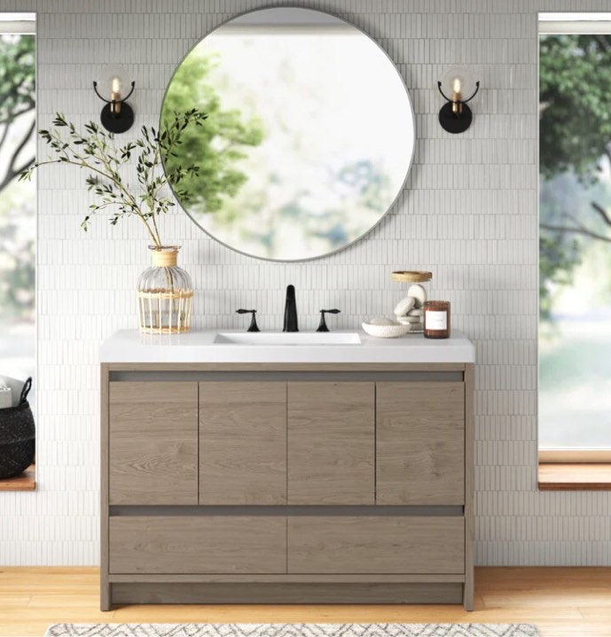 Ferrara 48.5'' Free Standing Single Bathroom Vanity with Cultured Marble Top (Incomplete) missing sink 