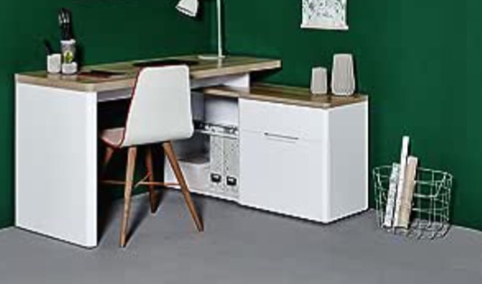 Jahnke Desk, Wood Effect, Brown, 140 x 117.5 x 77 cm (incomplete) 