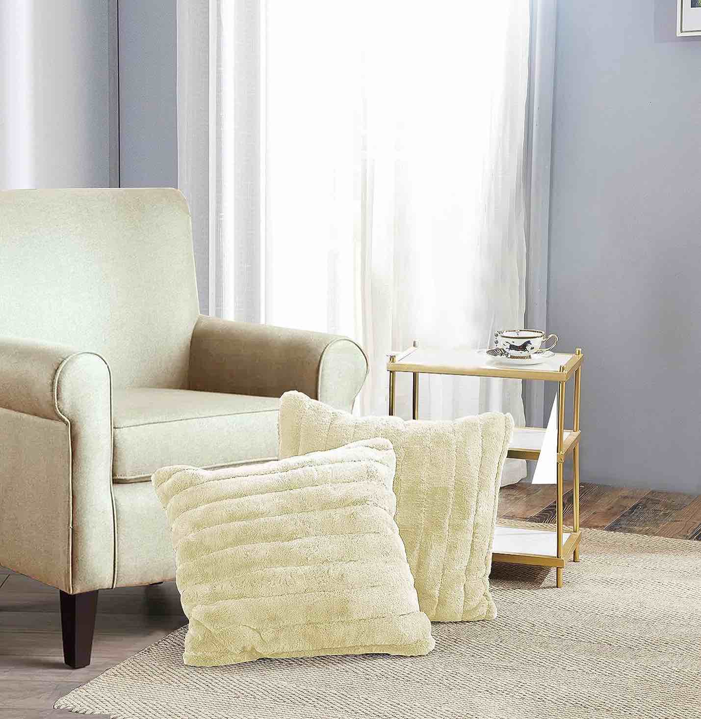 Solid Color Throw Pillow Shell with Sherpa Backing Cushion Cover 2 Piece Set, 26" x 26