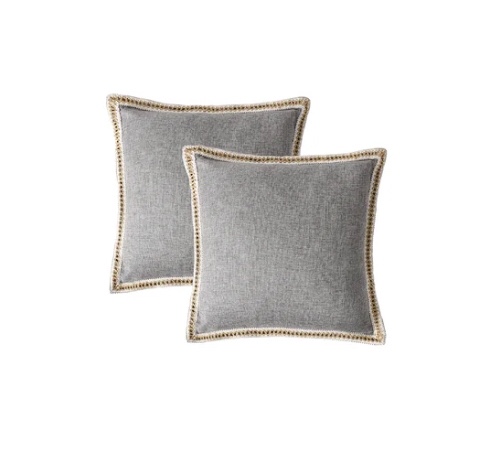 HIG set of 2 grey and tan pillow covers 21”x21” *similar to stock photo*