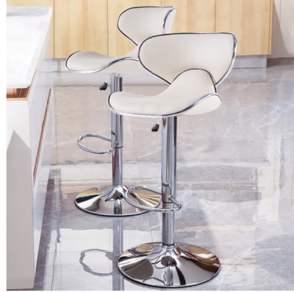 Bar Height Bar Stool White PU Leather Upholstery 32" Bar Chair with Backrest