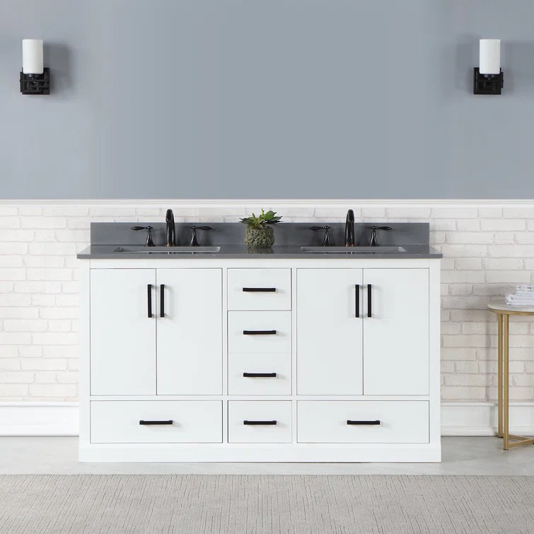 Borunda 60'' Free Standing Double Bathroom Vanity with Cultured Marble Top (similar to stock photo)
