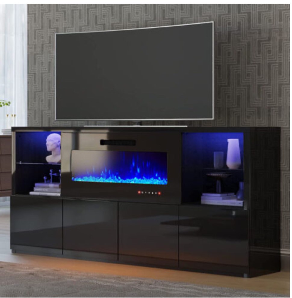 Cleanthis TV Stand for TVs up to 78" (incomplete box A only) (similar to stock photo actual item is white)