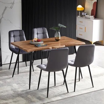 4 - Person Dining Set (incomplete set of 4 gray upholstered dining chairs only) (similar to stock photo)