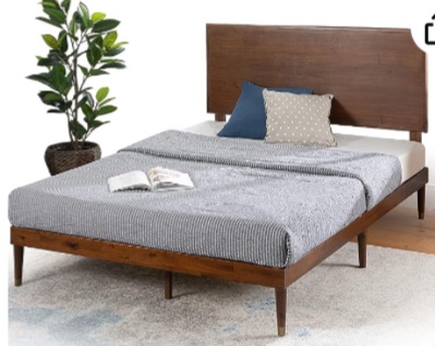 ZINUS Raymond Wood Platform Bed Frame with Adjustable Wood Headboard / Solid Wood Foundation / Wood Slat Support / No Box Spring Needed / Easy Assembly, King