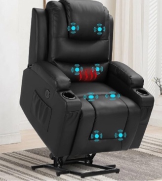 Power Lift Recliner Chairs for Elderly with Massage & Heating, Faux Leather Sleeper Chair Sofa Recliners for Living Room, Comfy Home Theater Seat Infinite Position/Cup Holders/USB Port/Lumbar Pillow( inc box 1/2)