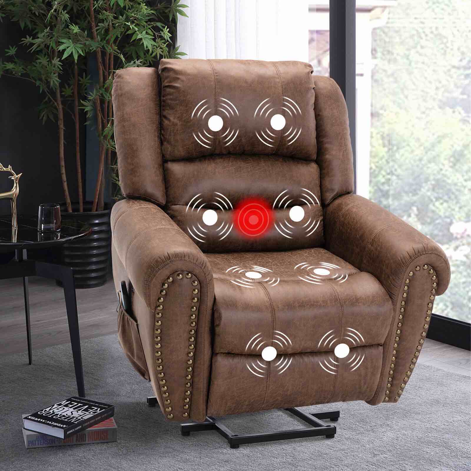 Ebello Power Lift Recliner for Elderly with Heated and Massage, Faux Leather (Incomplete Box 2/2)