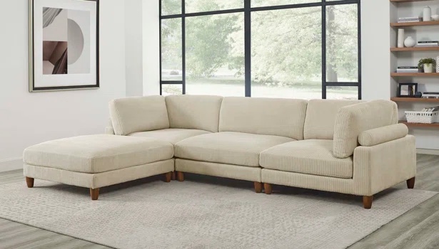 Barbarette 133.5'' Corduroy Reversible Modular Concer Sectional(similar to stock)(Incomplete-armless chair only)