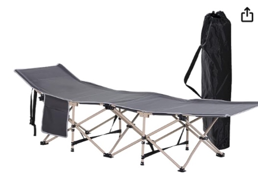 Outsunny Folding Camping Cots for Adults with Carry Bag, Side Pocket, Outdoor Portable Sleeping Bed for Travel Camp Vacation, 330 lbs. Capacity