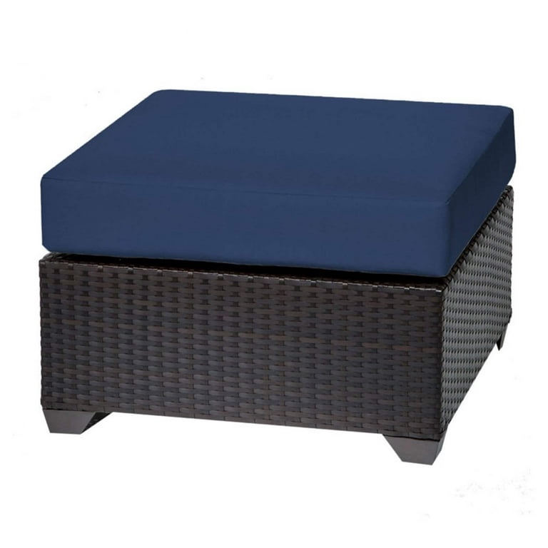 TK CLASSICS ottoman with navy wicker 014B-O (similar to stock photo)