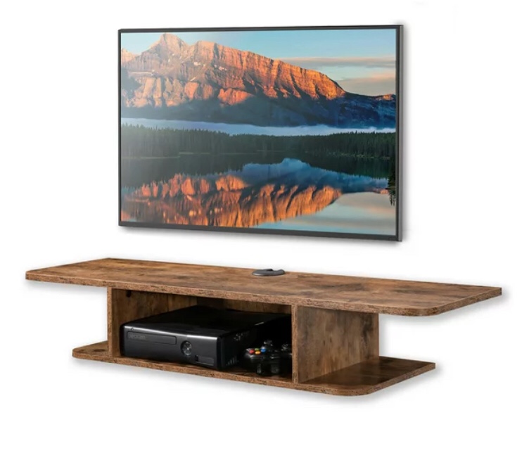 FITUEYES Wall Mounted Entertainment Center 2 Tier Modern Floating TV Stand Media Console, Brown