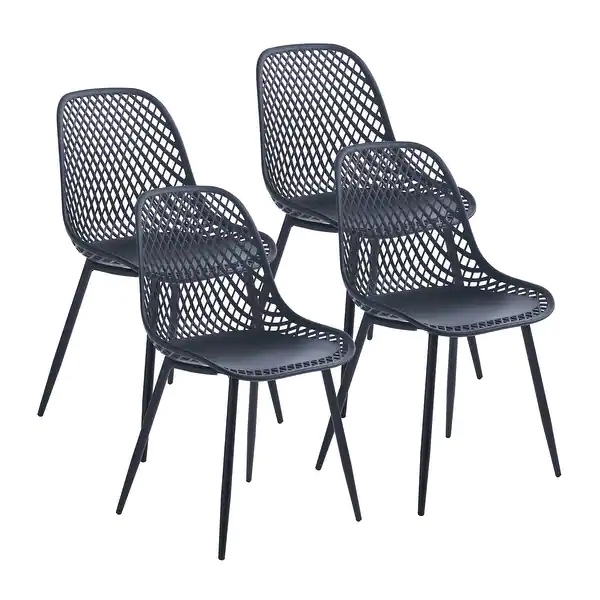 Porthos Home Egil Dining Chairs Set of 4, Plastic Back, Iron Legs