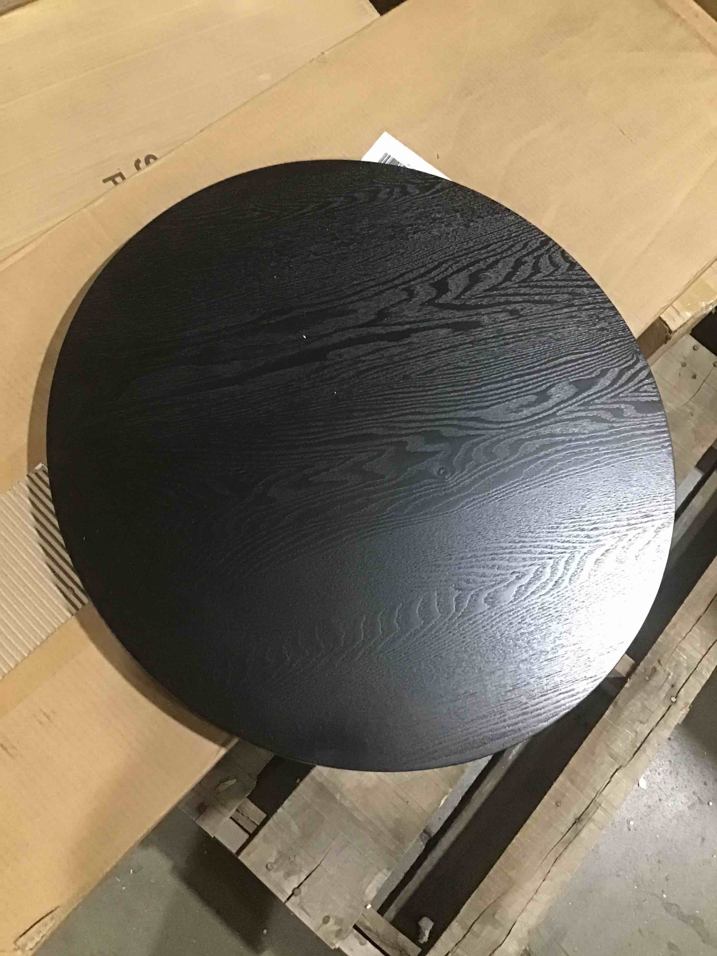 small round black wooden table top 
