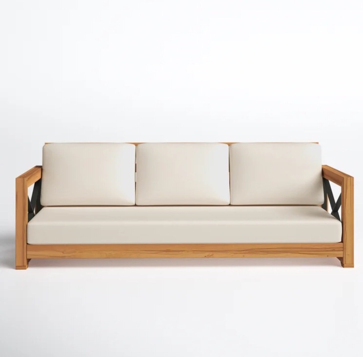 vella 83.5” wide teak patio sofa (incomplete missing cushions)