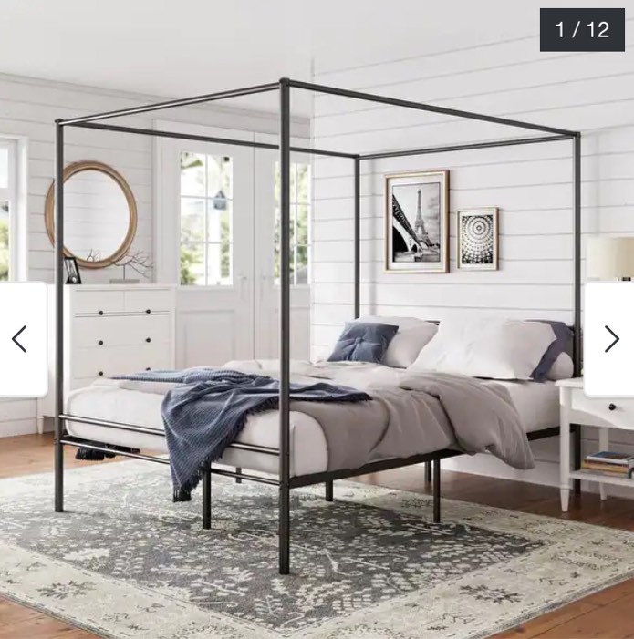 Priage by ZINUS Black Metal Canopy Platform Bed Frame