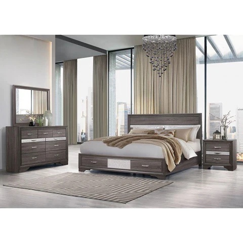 Seville Malamine Gray Queen Bed(incomplete rails only)