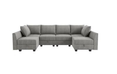6 - Piece Upholstered Sectional(Incomplete Box c)