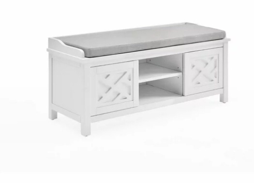 Alaterre Coventry Storage Bench, Dove Gray and White