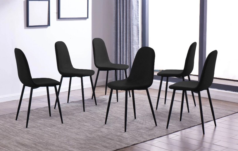 IDS Eames Style Fabric Dining Side Chairs with Metal Legs and Padded Seat & Back