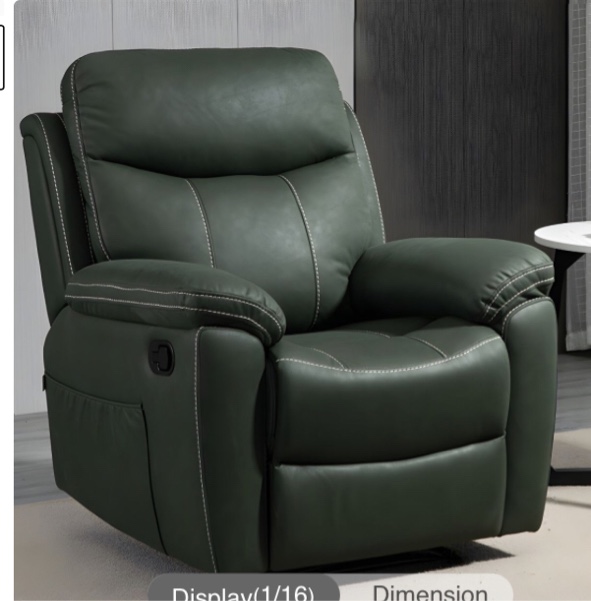 Faux Leather Recliner with Lumbar Metal Frame Standard Recliner Chair, Water Proof - Dark Green Massage Not Included Manual - Push Button Standard (No Motion)( incomplete box 2/2)