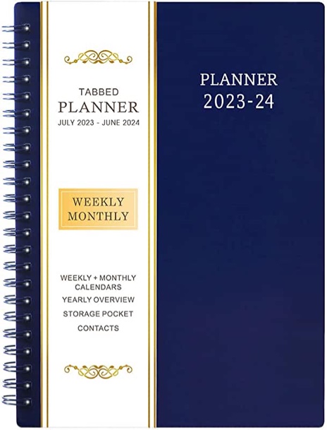  sugar paper essentials 2023-2024 Planner - white Academic Planner 2023-2024 with Tabs, 6.3" x 8.4", July 2023 - June 2024, Weekly and Monthly Planner 2023-2024 with Twin-Wire Binding - white (2 books)