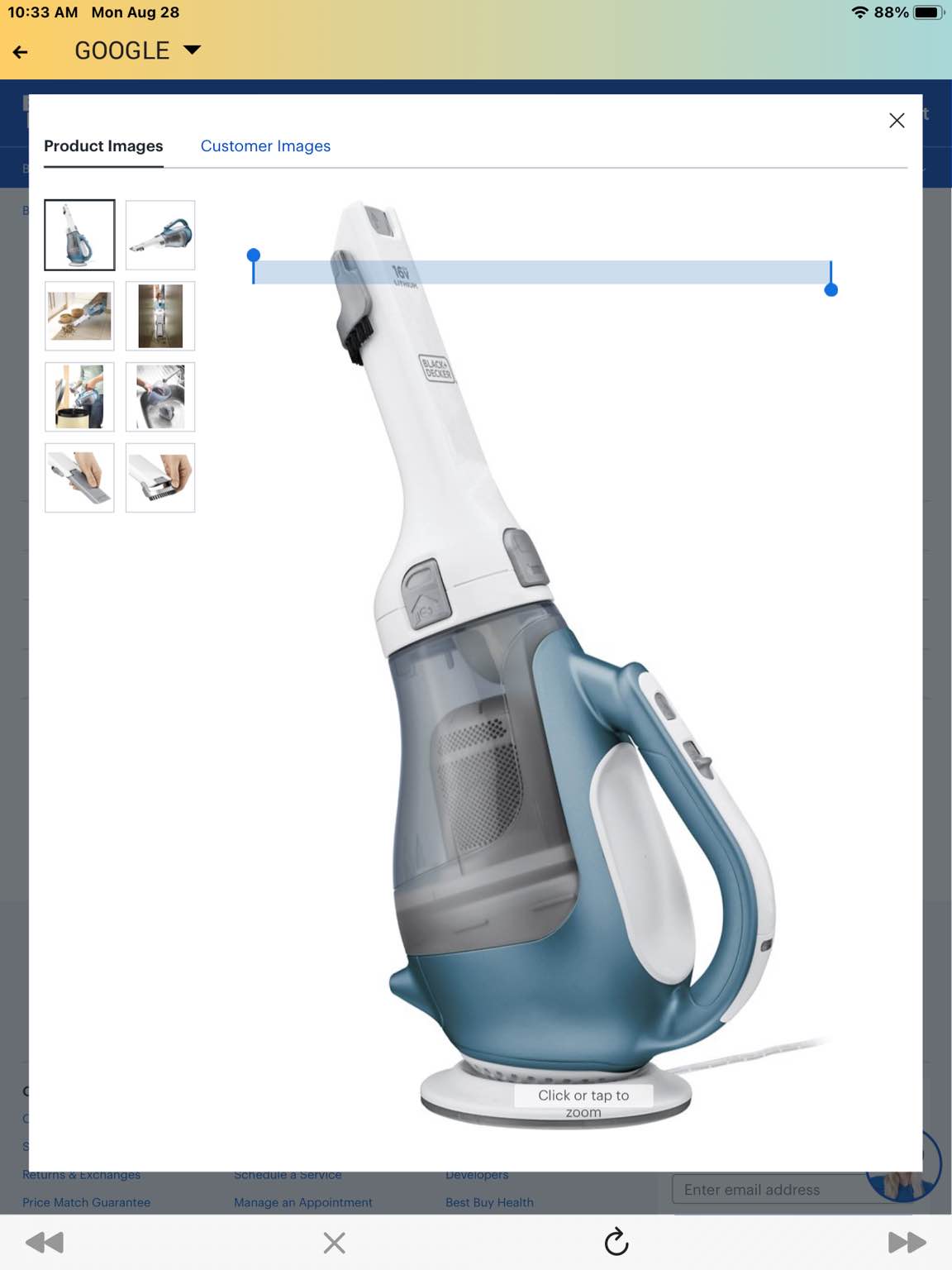 Black & Decker - 16V MAX* Bagless Cordless Hand Vac - White/Blue
