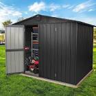 DHPM Outdoor Storage Shed 8x6 FT, Metal Garden Shed for Bike, Garbage Can,Lawnmower, Outside Sheds & Outdoor Storage Galvanized Steel with Lockable Door for Backyard, Patio, Lawn