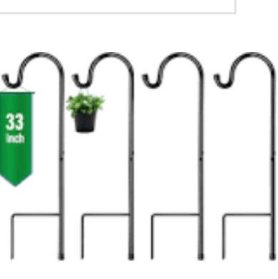 GOFORWILD Shepherd Hook 4 Pack Black, 33 inches Tall, Made of Premium Metal for Garden Decor, Plant Hanger, Lantern Hook, Solar Light Hanging, 7012
