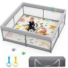 Baby Playpen 51" X 51", PALOPALO Large Baby Playard, Playpens for Babies and Toddlers, Sturdy Safety Play Yard with One-Piece Cushioned, Non-Toxic, See-Through, Ideal for a Safe Playdate…