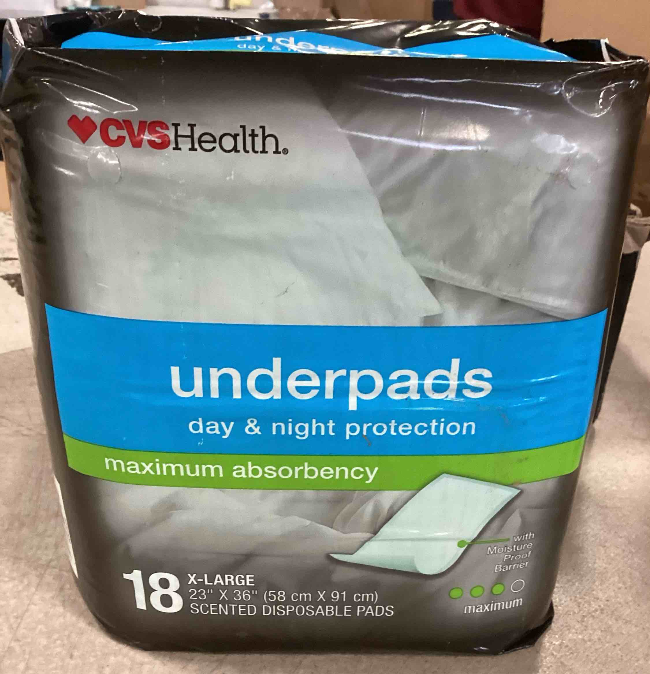 CVS Health Underpads Day &Night Protection. Maximum Absorbency 18/Pk, XL