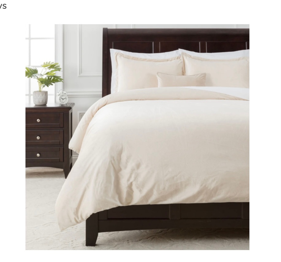 Chanaysa Luxurious Velvet Duvet Set, Queen, Ivory