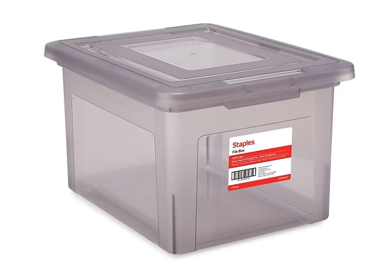 TRU RED™ Hanging File Box, Snap Lid, Letter/Legal Size, Frost Gray count 2 