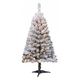 Holiday Time 4ft Pre-Lit Flocked Greenfield Pine Artificial Christmas Tree with 105 Clear Lights - Green