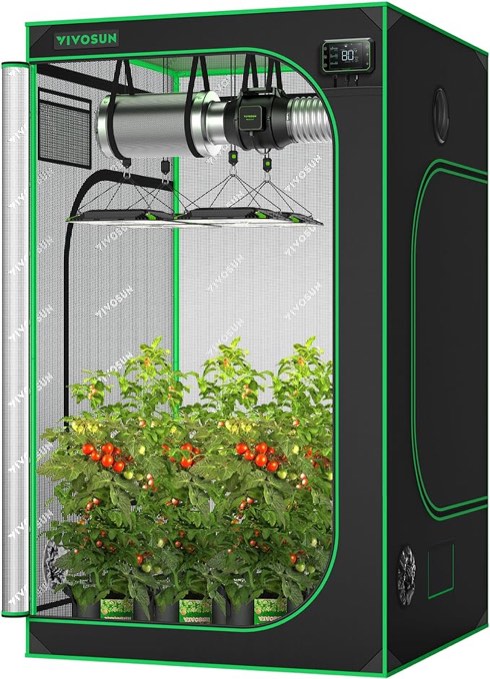 VIVOSUN S448 4x4 Grow Tent, 48"x48"x80" High Reflective Mylar with Observation Window and Floor Tray for Hydroponics Indoor Plant for VS4000/VSF4300