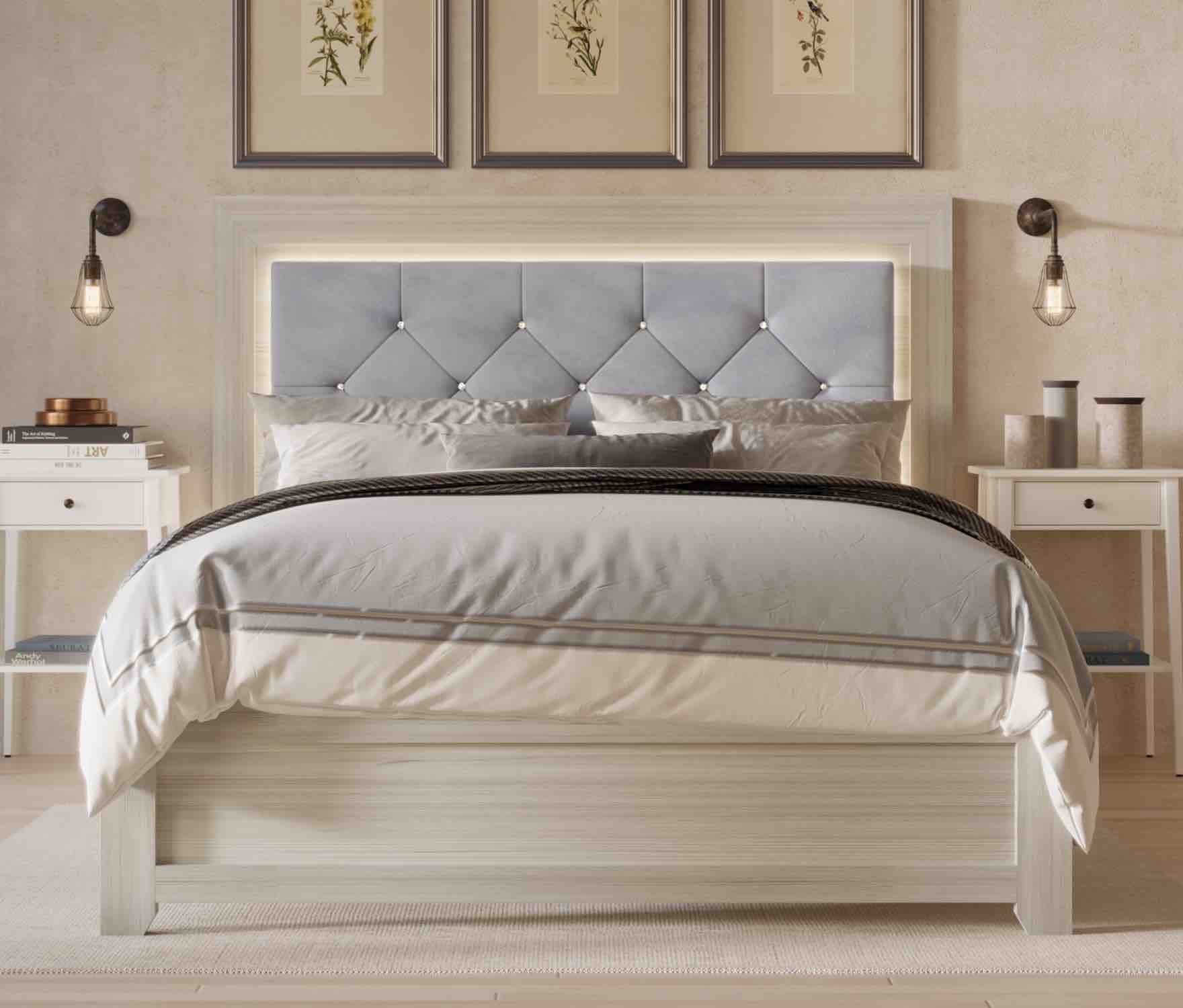 HMD Wallace King Panel Bed, Silver Gray/Light Gray