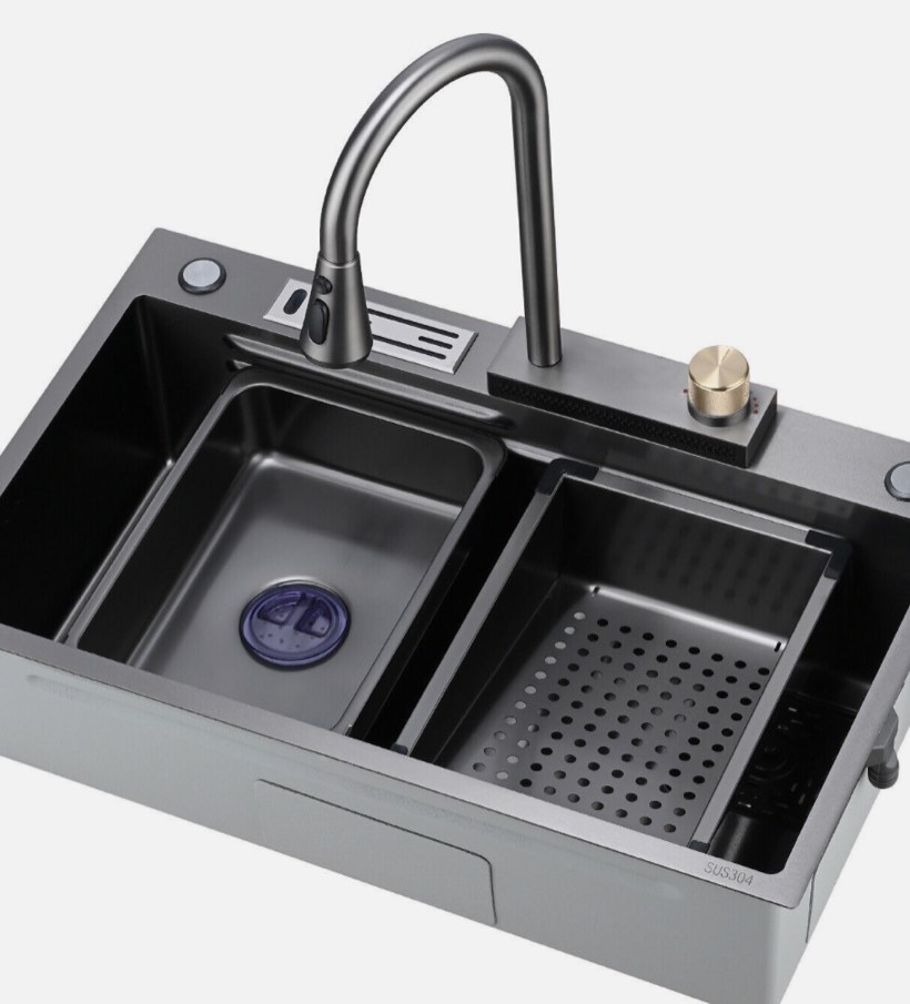 Flying Fish Faucet, Stainless Sink Cutting Board