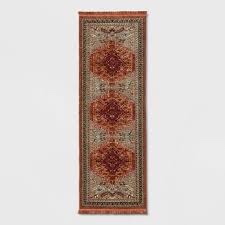 2’ 4” x 7’ floral woven runner rug rust/green threshold