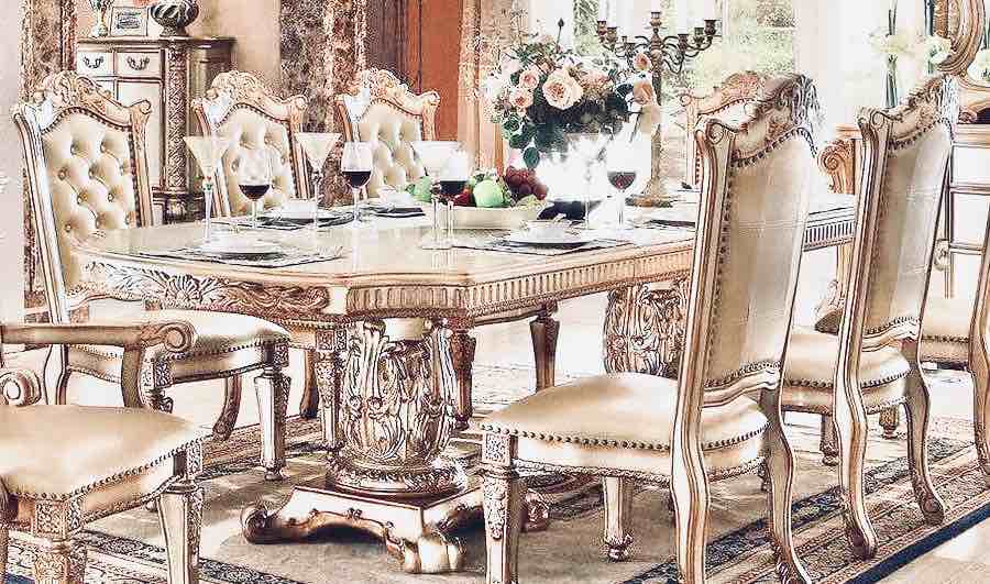 Acme Vendome Double Pedestal Dining Table / INCOMPLETE / 2 STANDS ONLY