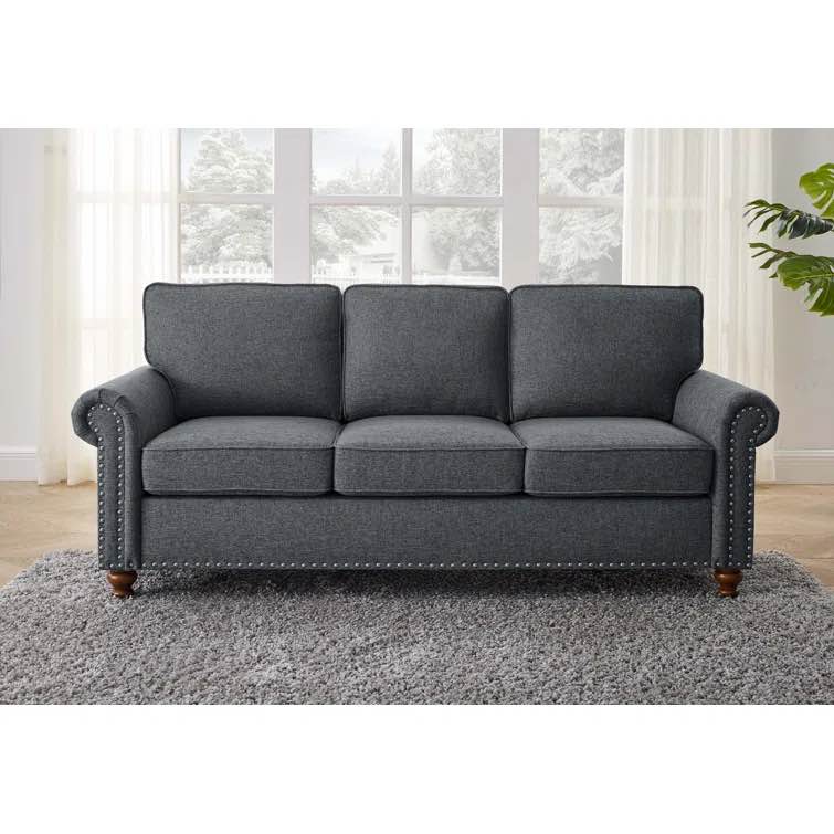 Dinnie 78'' Linen-Like Fabric Sofa With Solid Wooden Legs (Box 1/2) INCOMPLETE 