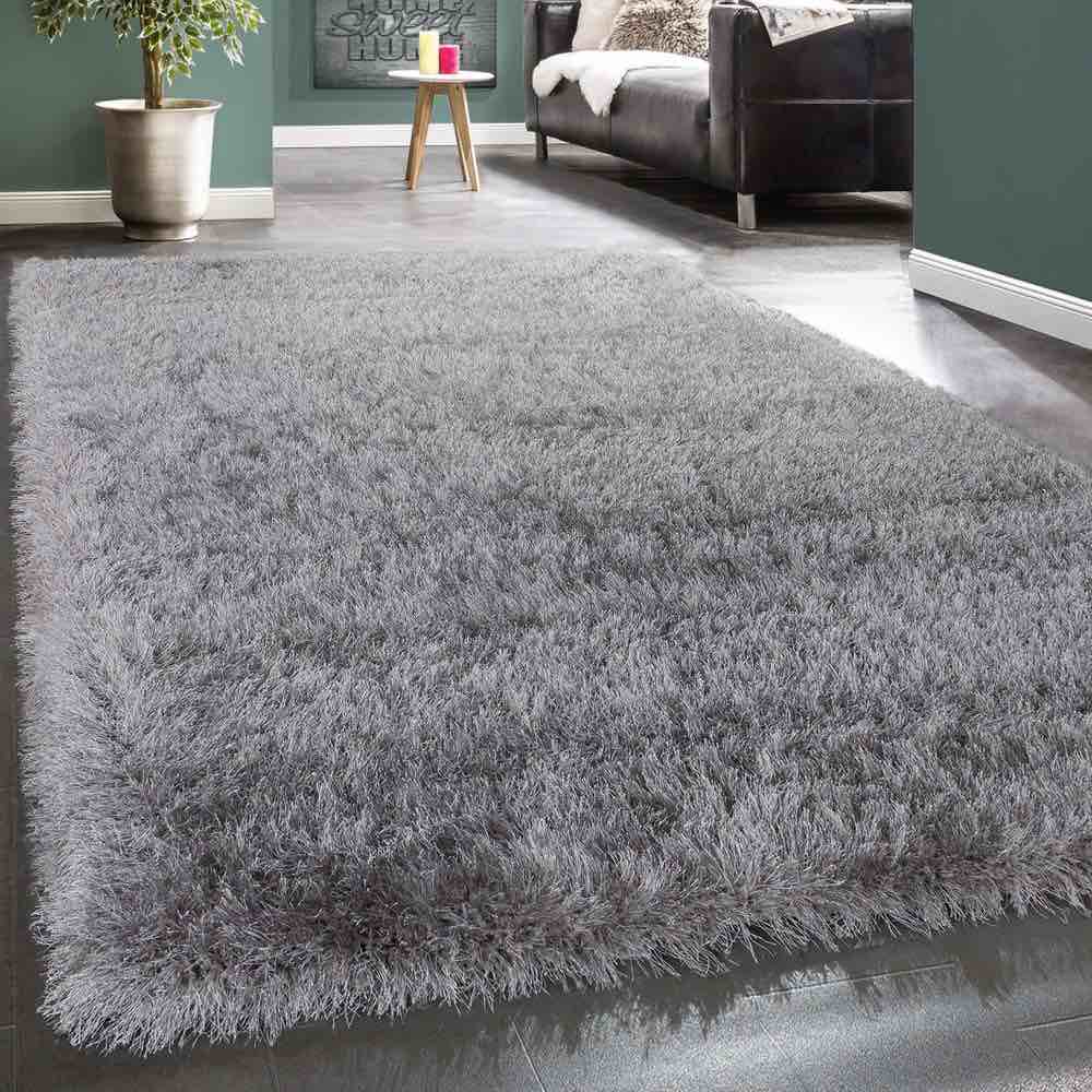 Paco home glamour 300 grey 6’7” round rug (shape differs from stock image)