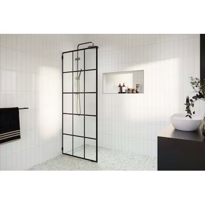 Glass Warehouse Esprit 30 in. x 78 in. French Silk Screen Single Fixed Shower Panel French Monture (incomplete, glass panel only)